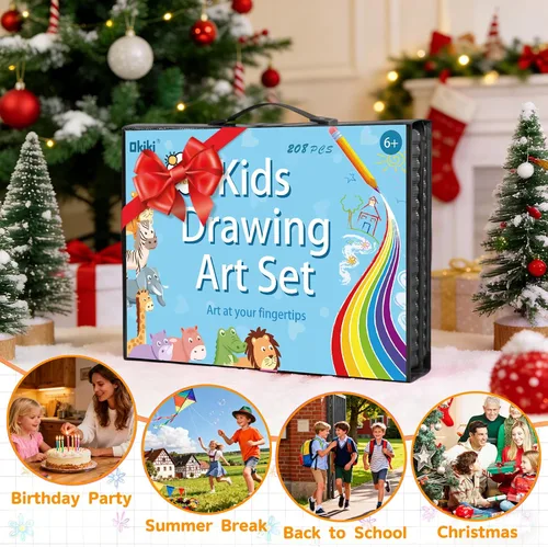 Vista 4 de Suministros de Arte, Set de Arte de 297 Piezas Kit de Dibujo para Niñas Niños Artistas, Caja de Regalo de Arte de Lujo con Caballete Plegable