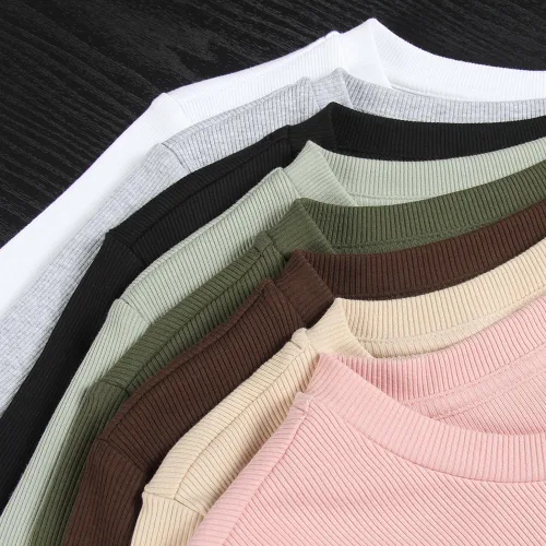Vista 4 de PALINDA Camiseta básica de verano de manga corta con cuello redondo para mujer