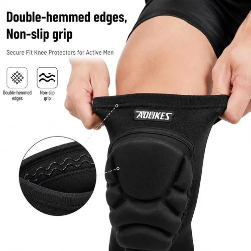 Vista 5 de 1 par de rodilleras de voleibol para mujeres, rodilleras de snowboard para hombres, rodilleras de esponja gruesa antideslizante para fútbol