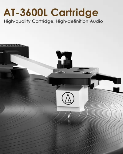 Vista 2 de Reproductor de discos de vinilo con altavoces estéreo duales, tocadiscos de transmisión por correa con entrada Bluetooth, reproducción de 3