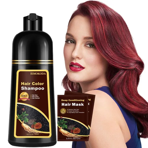 Vista 8 de Champú natural de tinte para el cabello castaño claro, champú de tinte para el cabello 3 en 1, tinte de cabello marrón para hombres y mujeres Marrón