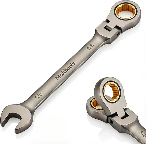 Vista 10 de Juego de llaves de trinquete SAE de 15 piezas (1/4 ″ – 1 ″), llaves combinadas de cabeza flexible de 72 dientes, kit de herramientas mecánicas Cr-V