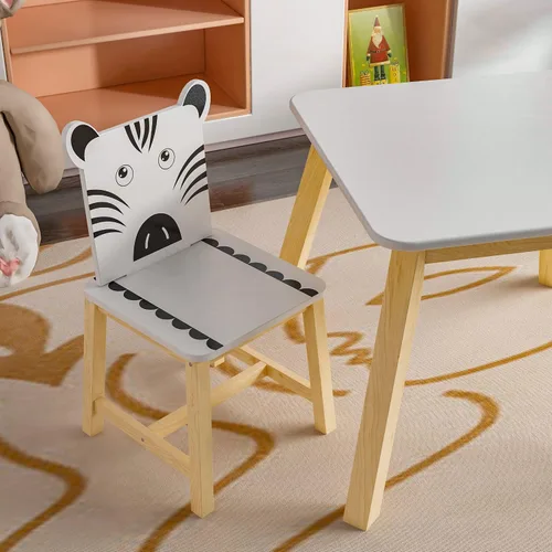 Vista 5 de Mesa de actividades de madera para niños+4 sillas para niño y niña Colorido