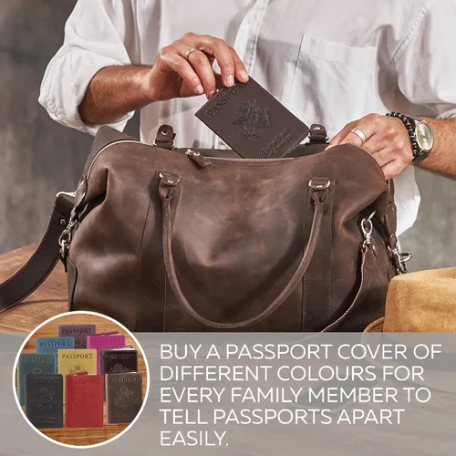 Vista 5 de Shvigel Funda de cuero para pasaporte Soporte de pasaporte de cuero para hombres Soporte para pasaporte para mujeres Funda de pasaporte de EE UU