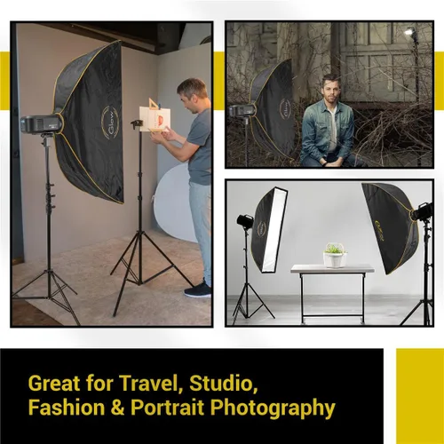 Vista 5 de Glow EZ Lock 12x56 Quick Strip Rectangular Bowens Mount Softbox w/Externo, Difusores Internos