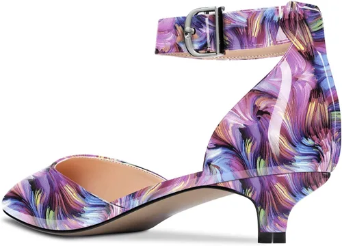 Vista 3 de Aachcol Sandalias de tacón bajo con correa de tobillo para mujer, zapatos de vestir, para fiesta, oficina, boda, 1.5 pulgadas