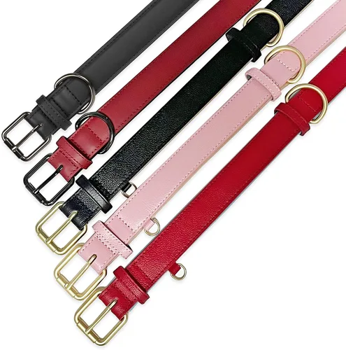 Vista 5 de Lmlpt Collar de cuero para perro, suave, acolchado, resistente, resistente, cómodo collar básico para mascotas con hebilla de metal ajustable a