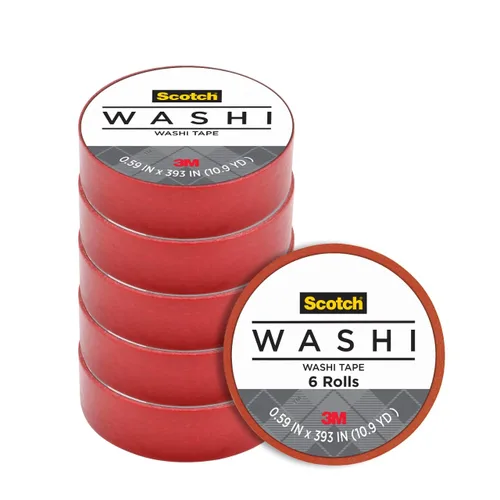 Vista 6 de Scotch Expressions Washi Tape - Cinta adhesiva para artes y manualidades, 0.59 x 393 pulgadas, verde, 6 rollos