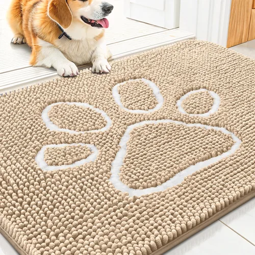 Vista 73 de Smiry Tapete para puerta de perro para patas fangosas, absorbente y Gris y negro