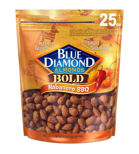 Vista 3 de Blue Diamond Almonds Paquete de nueces con sabor a barbacoa y sal y vinagre Habanero (2 artículos)