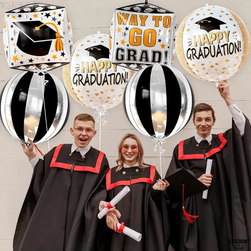 Vista 2 de Decoraciones de graduación 2026 Globos de graduación extra grandes – Paquete de 6, 22 pulgadas Globos de graduación de felicitaciones