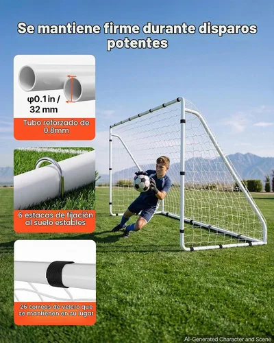 Vista 3 de VEVOR Soccer Goal 12x6 FT Soccer Goal for Backyard with Iron Frame PE Net