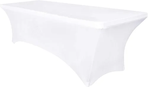 Vista 40 de Obstal Funda de mesa de elastano elástica de 4 pies para mesas plegables estándar, paquete de 2 manteles rectangulares universales ajustables