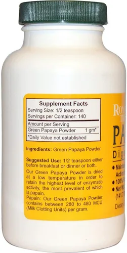 Vista 2 de Green Papaya Digestive Enzymes Powder Royal Tropics 5 oz Powder