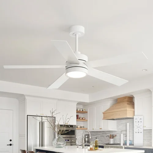 Vista 11 de Ventiladores de techo con luces y control remoto, ventilador de techo industrial de 52 pulgadas con motor de CC reversible, 6 velocidades, luz de 3
