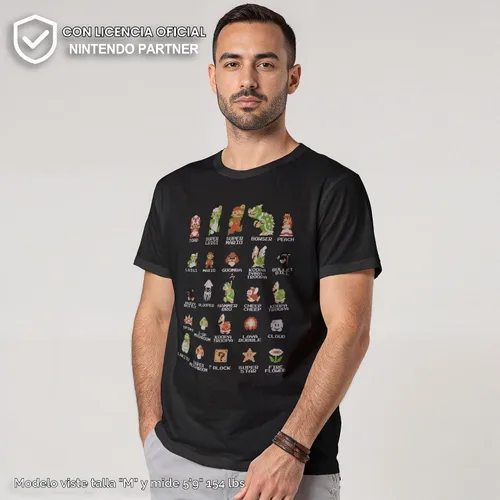 Vista 4 de Nintendo Camiseta para hombre Negro