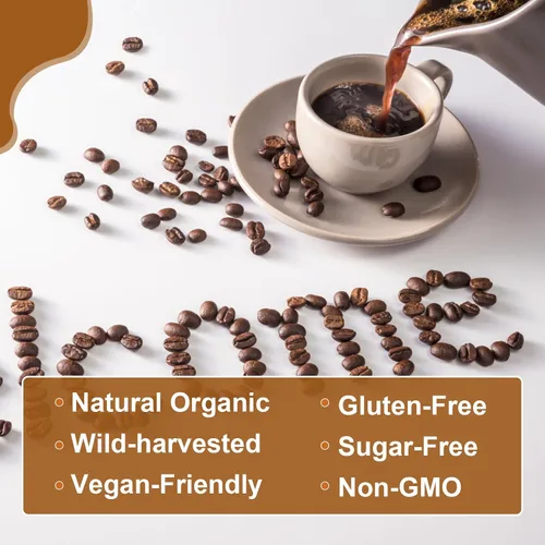 Vista 4 de Café de hongos - Café instantáneo en polvo de hongos de melena de león con melena de león, reishi, chaga, cordyceps y cola de pavo - Alternativa