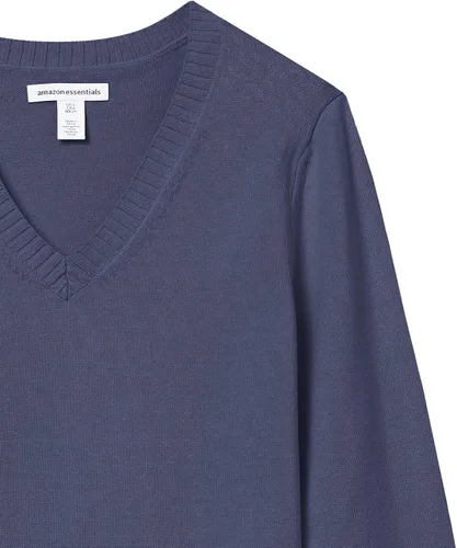 Vista 6 de Suéter Tienda Essentials para mujer, 100% algodón, de manga larga, con cuello en V