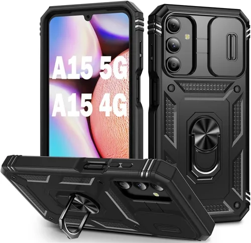 Vista 77 de PASNEW Funda militar para iPhone 13 Pro Max, cubierta de cámara deslizante y soporte de anillo de metal de 360°, carcasa rígida multicapa resistente