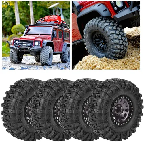 Vista 9 de 4 piezas RC Crawler neumático de coche, cubo de rueda de metal, accesorio neumático 1/10 RC coche 2.2 pulgadas neumáticos y ruedas ruedas ()