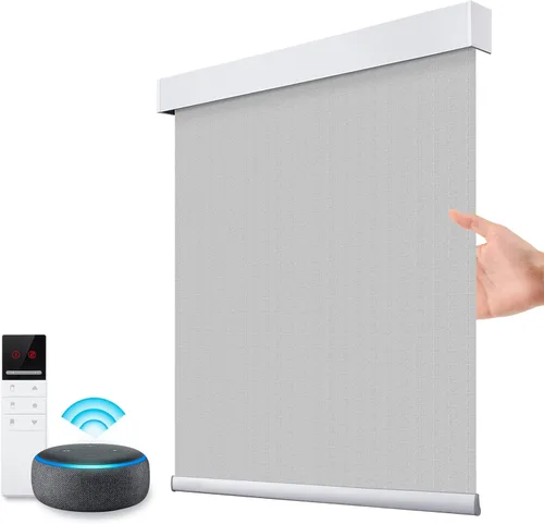 Vista 15 de ZSTARR Persianas opacas motorizadas con control remoto inteligente, persianas enrollables recargables inalámbricas para ventanas, oficina, hogar