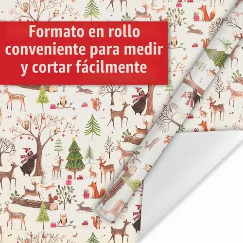 Vista 9 de Papel de regalo de Navidad enrollado actual, madera de Navidad