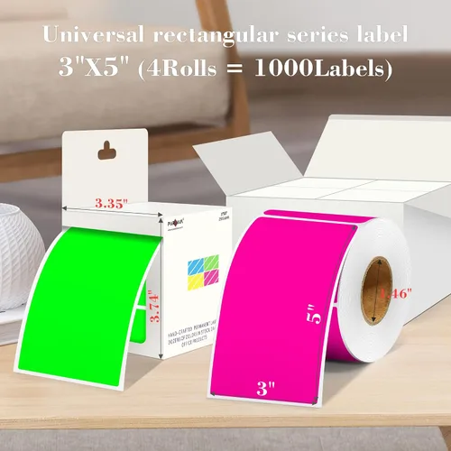 Vista 2 de PARLAIM 5 x 3 pulgadas Rectángulo de colores pegatinas de inventario, 1000 unidades de 4 rollos de etiquetas adhesivas cuadradas para cajas móviles