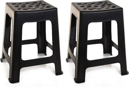 Vista 24 de Mintra Home - Taburetes de plástico ligeros, paquete de 2 (12.5 pulgadas de altura, negro)