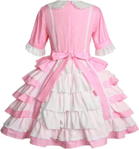 Vista 3 de Sweet Cute Kawaii Lolita Vestido japonés de manga corta para mujer, vestido de princesa de anime con falda hinchada