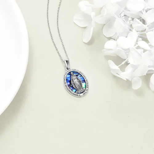 Vista 3 de YFN Collar de plata de ley de San MiguelSan CristófaloJesúsVirgen María para hombres, niños, mujeres, católicoprotectortalismán Miguel Arcángel
