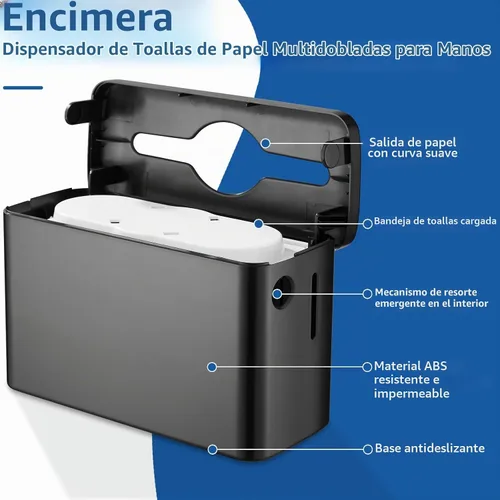Vista 5 de Pollock - Dispensador de toallas de papel para encimera, comercial, color 5857X-Negro