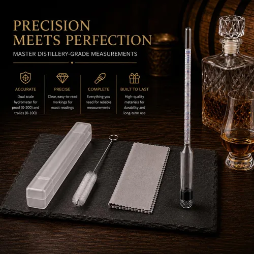 Vista 5 de Kit de Hidrómetro para Alcohol, Hidrómetro de Alcohol 0-200 Prueba y Tralle con Frasco de Prueba de Hidrómetro, Probador de Prueba de Alcohol