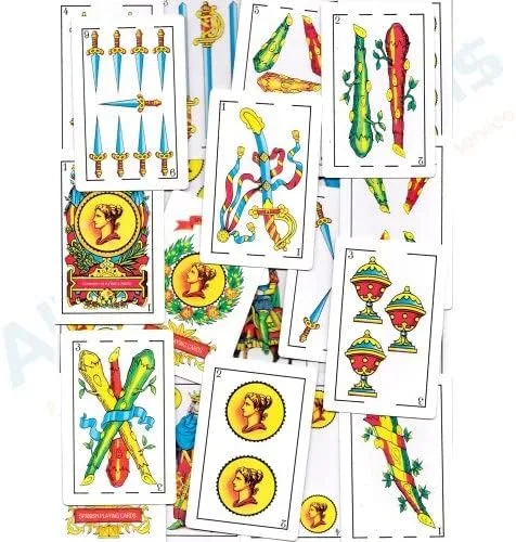 Vista 4 de Cartas de juego - Baraja completa con 50 cartas - Cartas revestidas de plástico liso - Diseño tradicional bellamente artístico