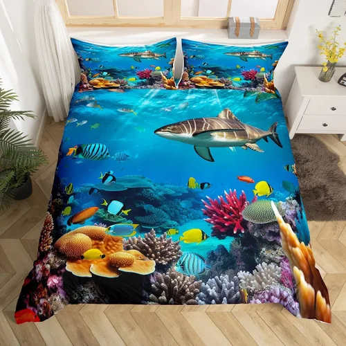 Vista 10 de Feelyou Juego de ropa de cama con patrón de sushi, funda de edredón de estilo japonés para niños, niñas, adolescentes, funda de edredón con temática