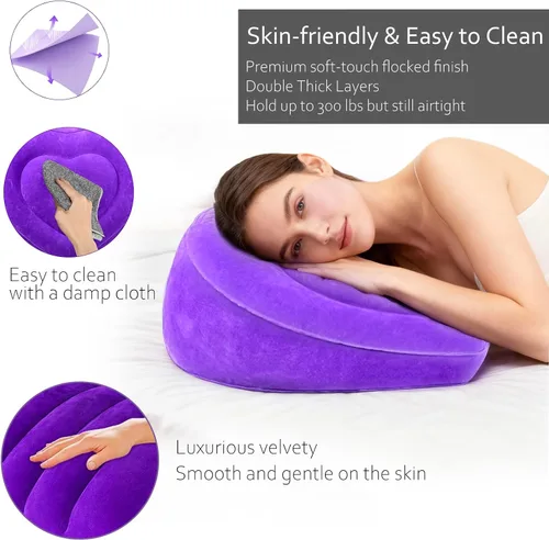 Vista 7 de Almohada elevadora de piernas, forma de corazón, almohadas de elevación de piernas para hinchazón de circulación sanguínea, almohada inflable