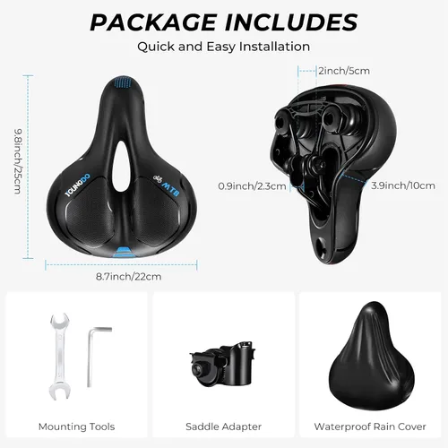 Vista 6 de YOUNGDO Asiento de bicicleta, cómodo y ancho para bicicleta de carretera, asiento de bicicleta de montaña transpirable, adecuado para bicicleta