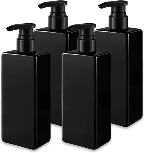 Vista 7 de 4 botellas de plástico de 16.9 fl oz/17 onzas, dispensador de jabón de baño, botella vacía recargable para champú, botella para acondicionador