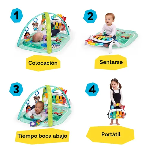 Vista 3 de Baby Einstein Exploradores de Granja 4 en 1 Kickin’ Tunes Gimnasio Musical de Música y Lenguaje de Descubrimiento de Prado, Edades 0 Meses y Más