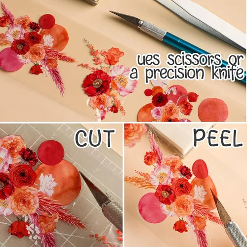 Vista 4 de Juego de 12 Rollos de Cinta Washi Floral de PET y Pegatinas de PET – Fácil de Usar para Journaling y Elaboración de Tarjetas, Ideal