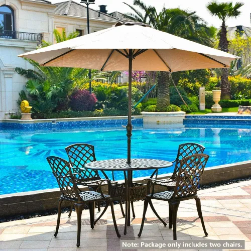 Vista 2 de Aeiniweraabbcc OKIDA - Juego de 2 sillas de comedor con brazo de aluminio fundido, para patio al aire libre, juego de 2 sillas para jardín, patio