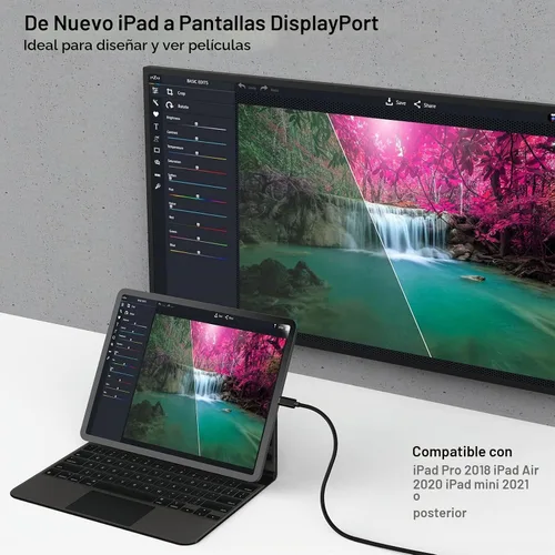 Vista 4 de BENFEI Cable USB C a DisplayPort de 3 pies (8K a 60Hz 4K a 144 Hz), adaptador USB tipo C a DP [compatible con Thunderbolt 3/4] con iPhone 15