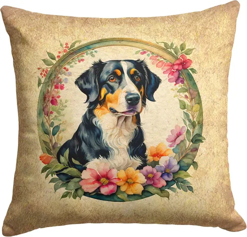 Vista 51 de Caroline's Treasures DAC2072PW1414 Affenpinscher and Flowers - Almohada decorativa de tela, lavable a máquina, para interiores y exteriores