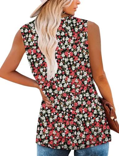 Vista 4 de MODARANI Camisas casuales de verano para mujer, túnica fluida, blusas florales ajustadas y acampanadas