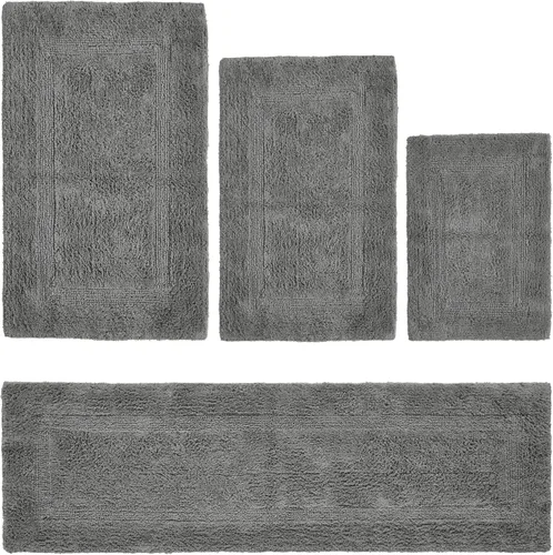 Vista 69 de Better Trends Juego de 4 alfombras de baño de lujo, 100% algodón, suaves, absorbentes de agua, reversibles, lavables a máquina, para decoración