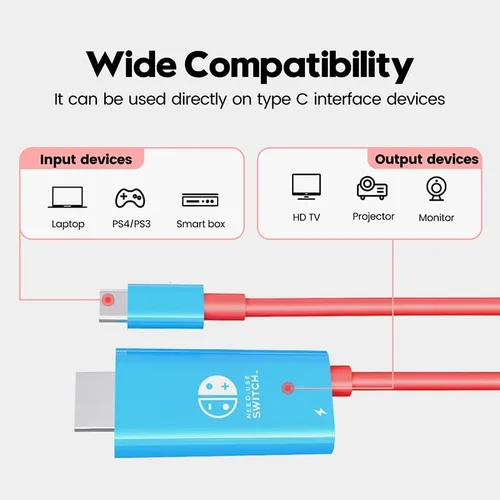 Vista 2 de Cable de conversión USB tipo C a HDMI para modo de acoplamiento de TV, compatible con Nintendo Switch, Steam Deck, Samsung Dex Station