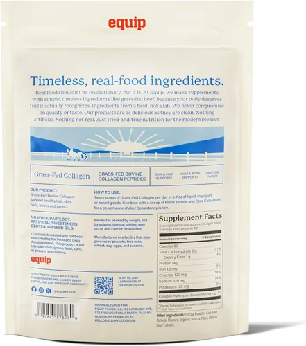 Vista 7 de Equip Foods Polvo de colágeno alimentado con pasto Péptidos de colágeno bovino hidrolizados con aminoácidos Colágeno de carne de res
