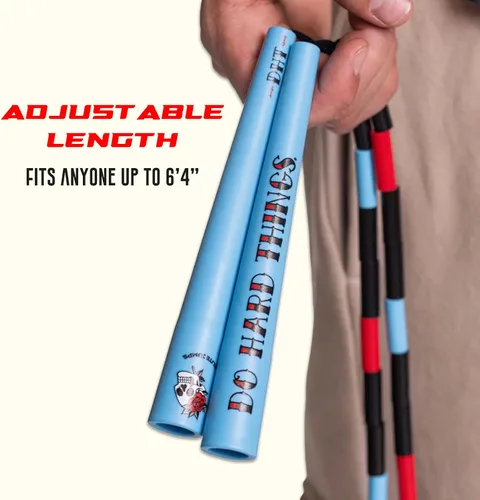 Vista 4 de Elite Jumps Edge Beaded Adjustable Jump Rope, Do Hard Things Tangle-free 1-inch shatterproof beads. Long edge handles. Adjustable for all ages.