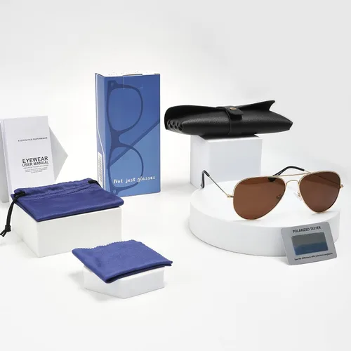 Vista 6 de Yaserra Lentes de sol de aviador polarizados retro para hombres y mujeres, lente TAC espejada, marco de metal, doble puente con protección UV400