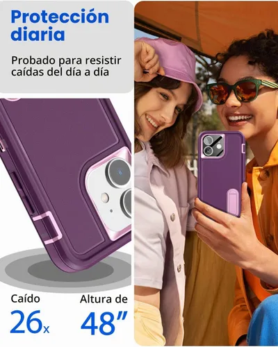 Vista 4 de AICase Funda para iPhone 11 con soporte integrado con protector de pantalla de vidrio + lente de cámara, resistente protección contra caídas, cuerpo