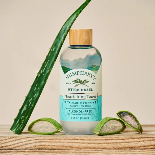 Vista 8 de Humphreys Nourish Witch Hazel + tóner sin alcohol de aloe, transparente, 8 onzas (paquete de 1) Hamamelis cosechado silvestre con aloe y vitamina